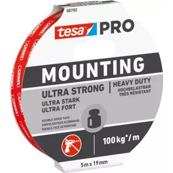 tesa Mounting PRO Ultra Strong 66792-00001-00 montāžas līmlente, balta, 5 m x 19 mm, 1 rullis