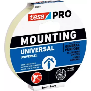 tesa Mounting PRO Universal 66958-00001-00 abpusēja montāžas lente, balta, 5 m x 9 mm