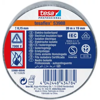 tesa Professional 53988-00031-00 elektroizolācijas lente, zila, 20 m x 19 mm, PVC, liesmu slāpējoša