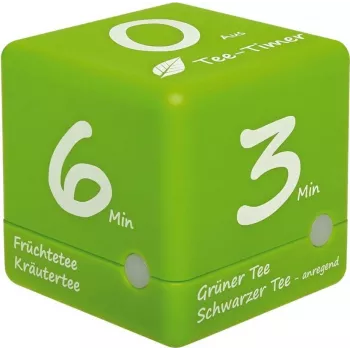 TFA 38.2035.04 Cube Timer digitālais tējas taimeris - balts, atskaites laiks ar 5/10/15/20 min iestatījumiem, LCD, skaņas signāls, AAA baterija
