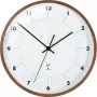 TFA Dostmann Radiovadāmais sienas pulkstenis ar koka rāmi, 25,5 cm diametrs, balts ciparnīca, arābu cipari, bateriju barošana, DCF77 98.1097