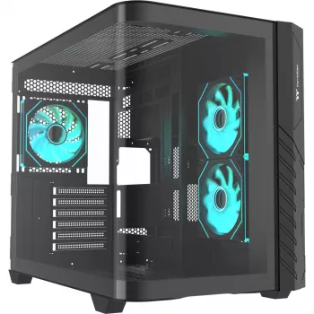 Thermaltake Vision 330 CR ARGB SE Edition Mid Tower korpuss, melns, 3x rūdīta stikla paneļi, 3x CT140 ARGB ventilatori
