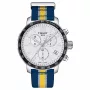 TISSOT T-Sport Chrono XL Classic vīriešu pulkstenis ar 42 mm nerūsējošā tērauda korpusu, zilu neilona siksniņu un baltu ciparnīcu T09541717372