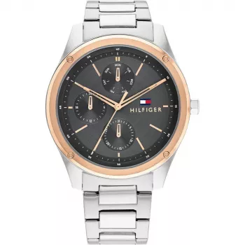 Tommy Hilfiger 1710541 vīriešu analogs kvarca pulkstenis, 44 mm nerūsējošā tērauda korpuss, brūna ādas siksniņa, zils ciparnīca