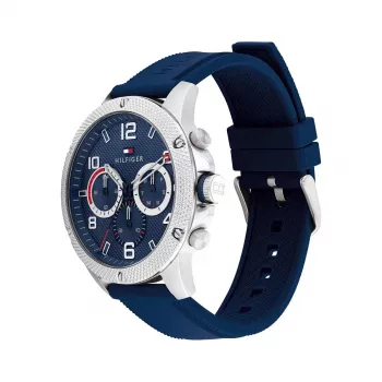Tommy Hilfiger 1792027 vīriešu rokas pulkstenis 44mm zils ciparnīca sudraba nerūsējošais tērauds