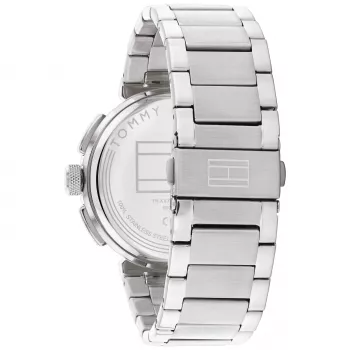 Tommy Hilfiger vīriešu pulkstenis 1792117 – kvarca analogs, 44 mm, nerūsējošais tērauds, zils ciparnīca, sudraba siksniņa