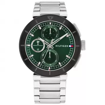 Tommy Hilfiger vīriešu pulkstenis 1792117 – kvarca analogs, 44 mm, nerūsējošais tērauds, zils ciparnīca, sudraba siksniņa