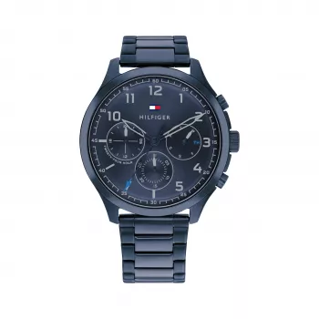 Tommy Hilfiger vīriešu Damon kvarca pulkstenis 1791853 44mm zils silikons