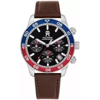 Tommy Hilfiger vīriešu pulkstenis Damon 1792166 40mm zils ciparnīca brūna āda