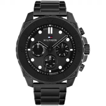 TOMMY HILFIGER Vīriešu Pulkstenis 1710690 49mm Zils Silikons Nerūsējošais Tērauds Kvarcs