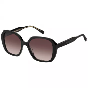 Tommy Hilfiger Women's TH-2105-S-807 saulesbrilles - melns rāmis, pelēkas lēcas 54mm