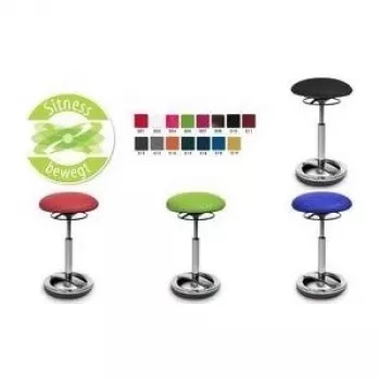 Topstar Sitness High Bob ergonomiskais krēsls, melns poliestera sēdeklis, bezpakāpju augstuma regulēšana 580-830 mm, pulēta alumīnija gredzenveida pamatne, 110 kg slodze SU59 BR0