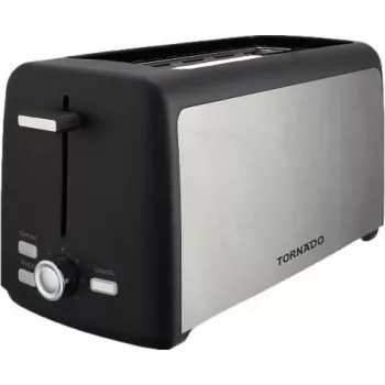 Tornado TTA-7402-GS 2 Slice Toaster - 1400W Pop-Up Toaster ar 7 līmeņu grauzdēšanu, Melns/Sudrabs