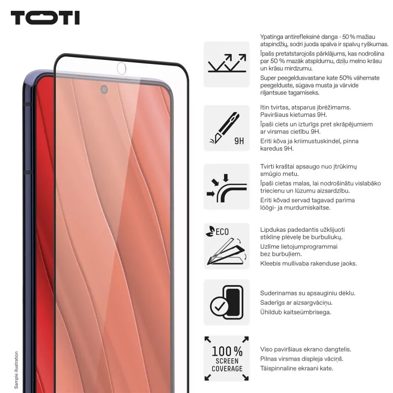 TOTI PREMIUM 3D rūdīta stikla aizsargplēve pilnam ekrānam Samsung Galaxy S25 Ultra