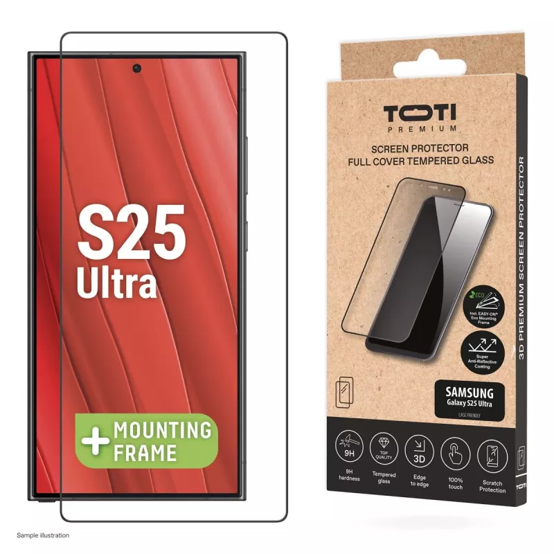 TOTI PREMIUM 3D rūdīta stikla aizsargplēve pilnam ekrānam Samsung Galaxy S25 Ultra