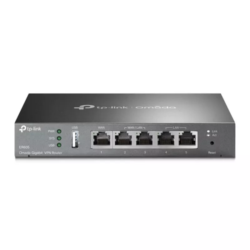 TP-LINK ER605 SafeStream Router - Gigabit VPN Router ar 4 portu slēdzi, 3 WAN portiem, sienas montāžai