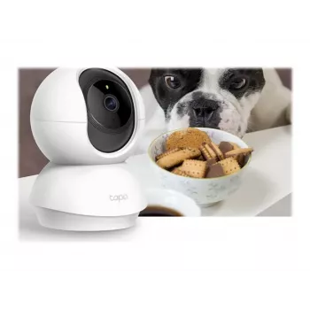 TP-Link Tapo C200 Pan/Tilt bezvadu videonovērošanas kamera, 1080p Full HD, 360° panoramēšana, 114° slīpums, nakts redzamība, divvirzienu audio, microSD slots, saderīga ar Alexa un Google Assistant, balta