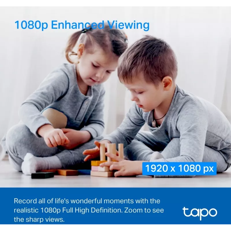 TP-Link Tapo C200C grozāma un noliecama mājas drošības Wi-Fi kamera, 2 MP 1080p Full HD, 360° horizontāli / 114° vertikāli, divvirzienu audio, nakts redzamība līdz 12 m, microSD līdz 512 GB, baltā krāsā