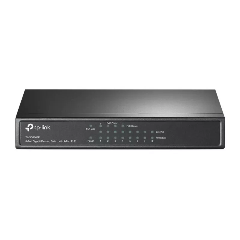 TP-Link TL-SG1008P 8 portu Gigabit galda PoE+ komutators, 4 PoE porti, 64W budžets, metāla korpuss