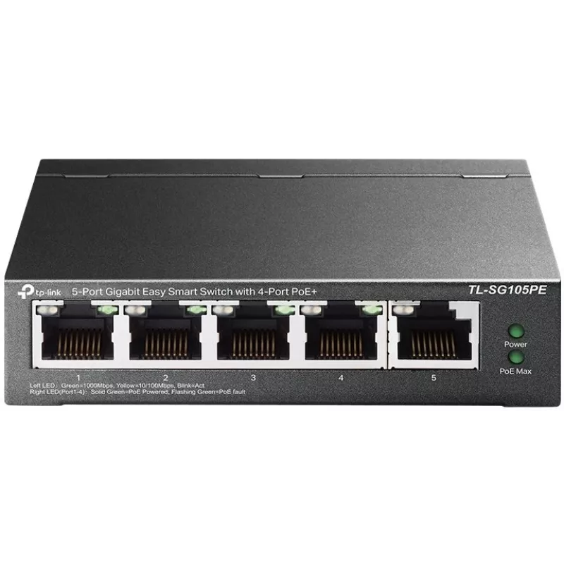 TP-Link TL-SG105PE Easy Smart Gigabit Switch ar 4 PoE+ portiem