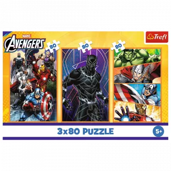 TREFL PUZZLE Puzzle - 3x80 - Days full of action - Disney Marvel The Avengers Trefl 34883