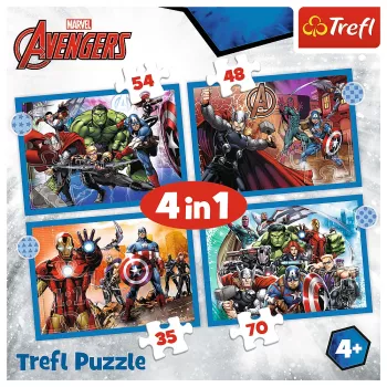 TREFL PUZZLE Puzle 4 in 1 Brave Avengers 26006