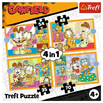 TREFL PUZZLE Puzzle 4-in-1 – Garfield Loves Lasagna – Trefl 34673