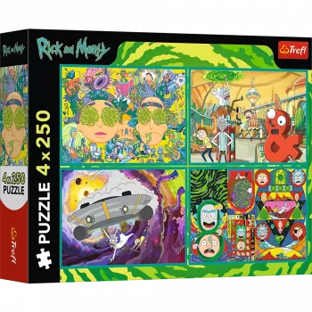 TREFL PUZZLE Puzle - 4x250 - The Crazy World of Rick and Morty - Warner Rick and Morty Trefl 13338