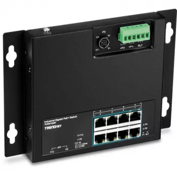TRENDnet TI-PG102F rūpnieciskais 8 portu Gigabit PoE+ tīkla komutators