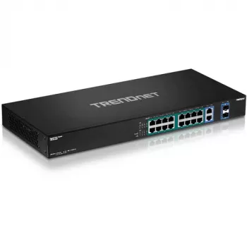TRENDnet TPE-TG182F 18 portu Gigabit PoE+ komutators, 16 PoE+ porti, 240W budžets, 2 uplink porti, rackmount
