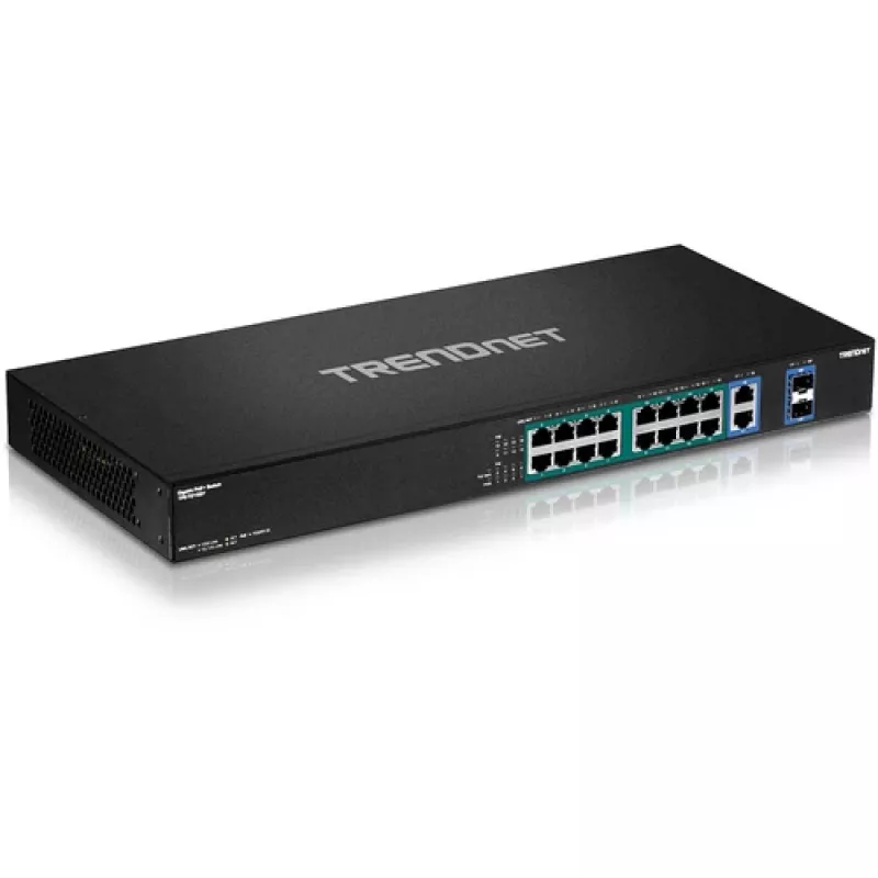 TRENDnet TPE-TG182F 18 portu Gigabit PoE+ komutators, 16 PoE+ porti, 240W budžets, 2 uplink porti, rackmount