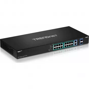 TRENDnet TPE-TG182F 18 portu Gigabit PoE+ komutators, 16 PoE+ porti, 240W budžets, 2 uplink porti, rackmount