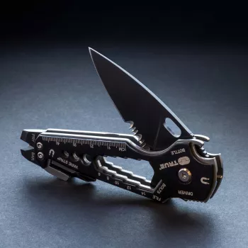 True Utility Smartknife+ Salokāms daudzfunkcionālais nazis ar 8 funkcijām, melns (TU6869)