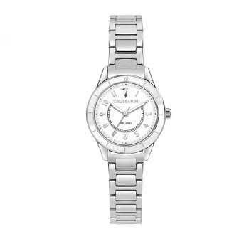 Trussardi sieviešu R2453151502 kvarca pulkstenis 30mm sudraba nerūsējošā tērauda sieta
