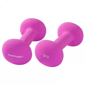 Tunturi Neoprene Hanteles 3 kg (Pāris) Violetas – Sešstūra Anti-Roll Dizains