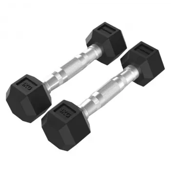 Tunturi Platinum Hex Rubber Dumbbell, 1kg, Pāris