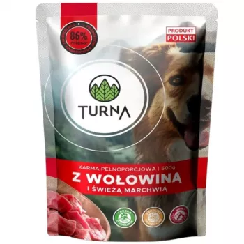 TURNA ar liellopu gaļu mitrā suņu barība 500g