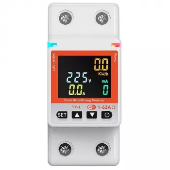 TUYA Smart Energy Meter 2P+N 63A Wi-Fi | Vienfāzes DIN sliedes enerģijas monitors ar lietotnes vadību