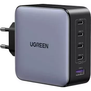 UGREEN 100W GaN Tech 5-in-1 ātrās uzlādes sienas lādētājs, 4x USB-C un 1x USB-A, melns (35536)