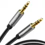 UGREEN 3.5mm AUX kabelis 2m – 24K zeltīti stereo audio kabelis, bezskābekļa varš, dubultā ekranēšana, TPE apvalks, pazemināts savienotājs telefona maciņiem, melns