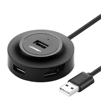 UGREEN 4-in-1 USB 2.0 Hub (20777) - Melns