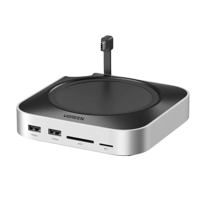 UGREEN CM841 11 vienā USB-C dokstacija priekš Mac Mini M4/M4 Pro, 3x USB-A 3.2, 2x USB-C 3.2, 2x USB-A 3.0, NVMe, SD/TF, pelēka