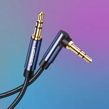 UGREEN Angled AUX Cable 2 x Mini Jack 3.5 mm 1m Blue (AV112)