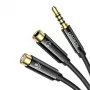 UGREEN AV141 3,5 mm austiņu sadalītāja kabelis (1x vīrišķais uz 2x sievišķo) 20 cm - Melns