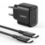 UGREEN CD250 25W USB-C sienas lādētājs ar USB-C uz USB-C kabeli 2m Melns