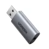 UGREEN CM383-80864 USB-A uz 3,5 mm audio ligzdu ārējais skaņas adapteris - sudraba krāsā
