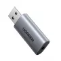 UGREEN CM383-80864 USB-A uz 3,5 mm audio ligzdu ārējais skaņas adapteris - sudraba krāsā