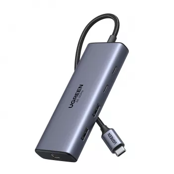 Ugreen CM639 USB-C 10-in-1 Hub ar 2x HDMI, 2x USB, RJ45, SD/TF, PD 100W