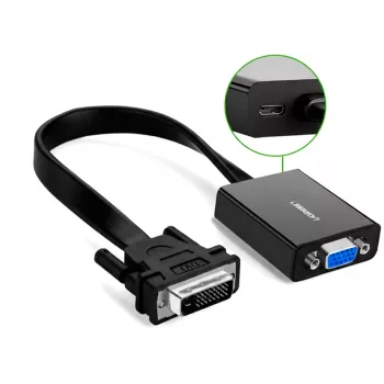 UGREEN DVI-D 24+1 uz VGA aktīvais video adapteris (vīrietis uz sievieti) – melns