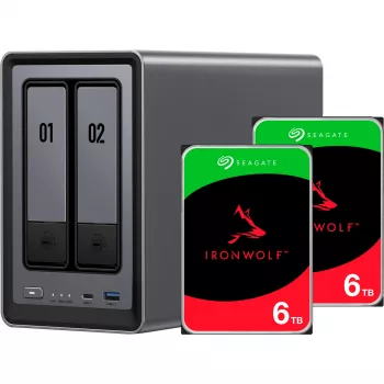 UGREEN DXP2800+ 2x Seagate IronWolf HDD Bundle - 2-Bay NAS ar Intel Celeron N5105, 8GB DDR4, 2x 2.5GbE, 2x 4TB HDD